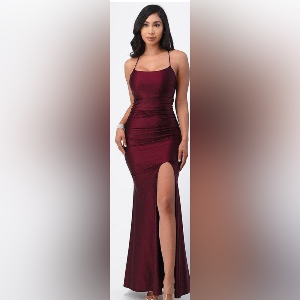 LA SCALA sexy dark red/purple mermaid stretch dress. Maxi. Formal size medium